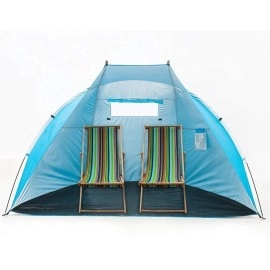 iCorer Outdoors Easy Up Beach Cabana Tent Sun Shelter, Deluxe Large for 4 Perso (Blue)