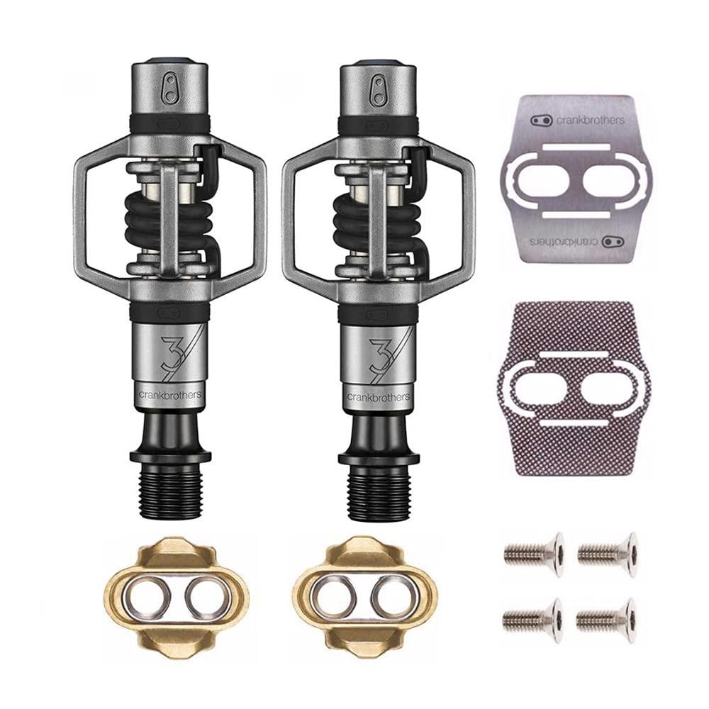 Crankbrothers Eggbeater 3 Pedals (Red) with Premium Cleats and Bike Shoe Shields Set