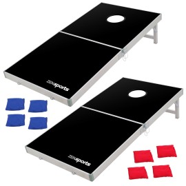 ZENY Portable Cornhole Set Regulation Size 4 ft x 2 ft, Foldable Aluminum Cornhole Boards with 8 Bean Bags & Carrying Case, Indoor Outdoor Backyard Toss Games for Adults and Family