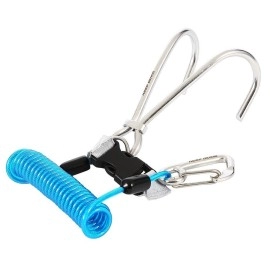 VGEBY Diving Reef Hook, Stainless Steel Reef Double Hook with Spiral Coil Lanyard(Blue) Reef Hook Reef Hooks Scuba Diving Reef Hooks Scuba Diving Reef Hook