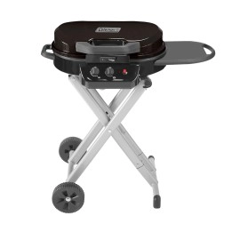 Coleman RoadTrip 225 Portable Stand-Up Propane Grill, Gas Grill with Push-Button Starter, Folding Legs & Wheels, Side Table, & 11,000 BTUs of Power for Camping, Tailgating, Grilling & More