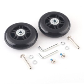 F-ber Luggage Suitcase Wheels Replacement Kit 64mm x 18mm with ABEC 608zz Inline Outdoor Skate Replacement Wheels, One Set of (2) Wheels (OD:64 W:18 ID:6 Axles:35)