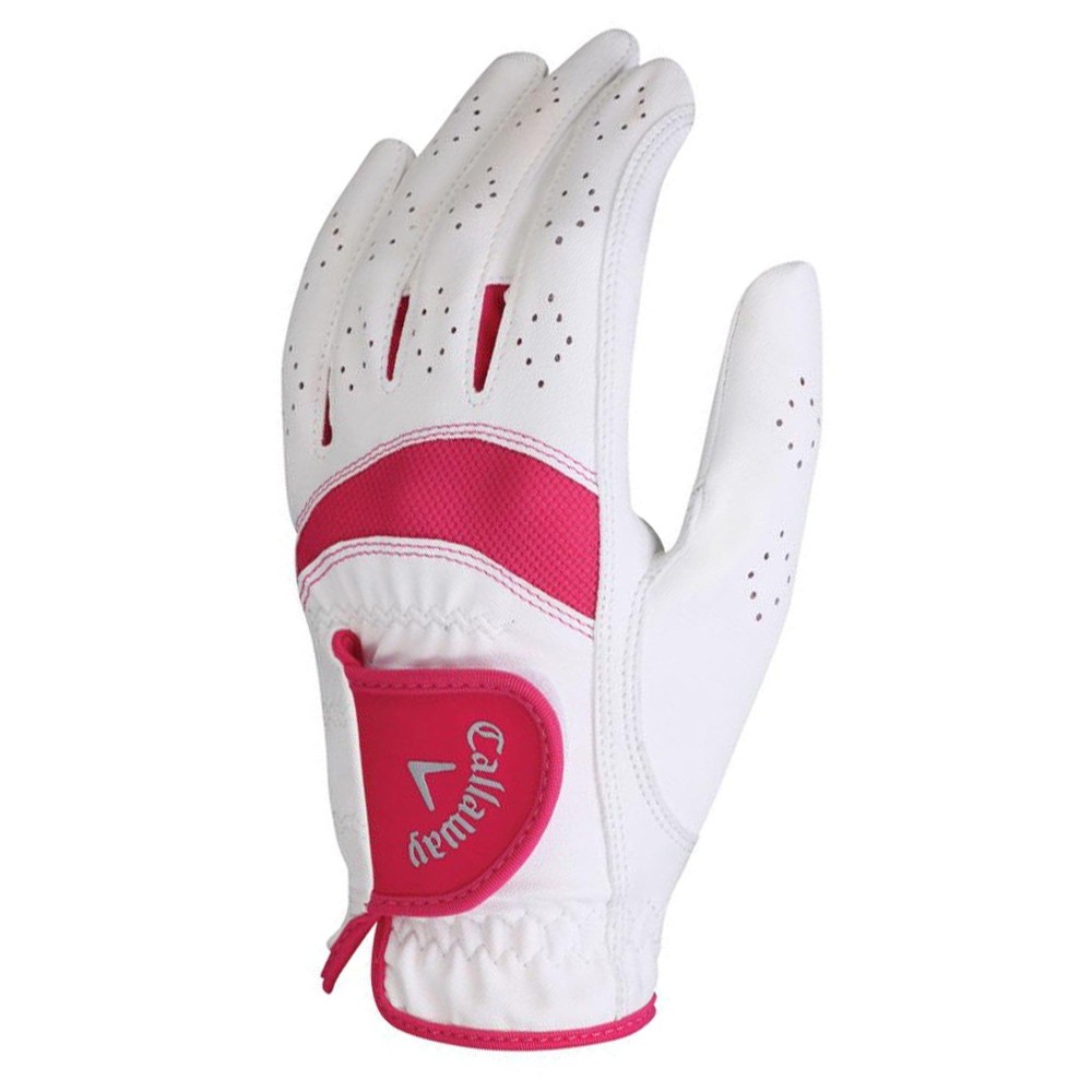 Callaway Womens X-Tech Golf Glove Left Hand (White/Pink, Medium)