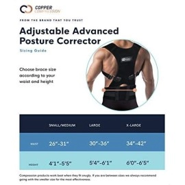 Copper Compression Posture Corrector - Guaranteed Highest Copper Content Adjustable Posture Support Back Brace Men Women Supports Correct Posture Upper Lower Lumbar Scoliosis (L 30?to 36?Waist)