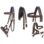 Challenger Tack Horse Western English Leather BITLESS Bridle SIDEPULL Halter REINS COB 7701BR-C