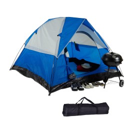 Relaxdays Unisexs Camping Tent for 2-3 People, Waterproof, Compact Size, UV 30+, Blue, H x W x D: 130 x 200 x 200 cm