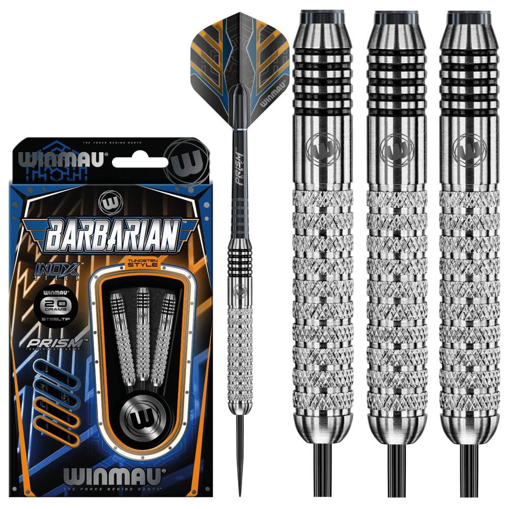 Winmau Barbarian INOX Steel Darts 24g Prism Flights and Stems (Shafts)