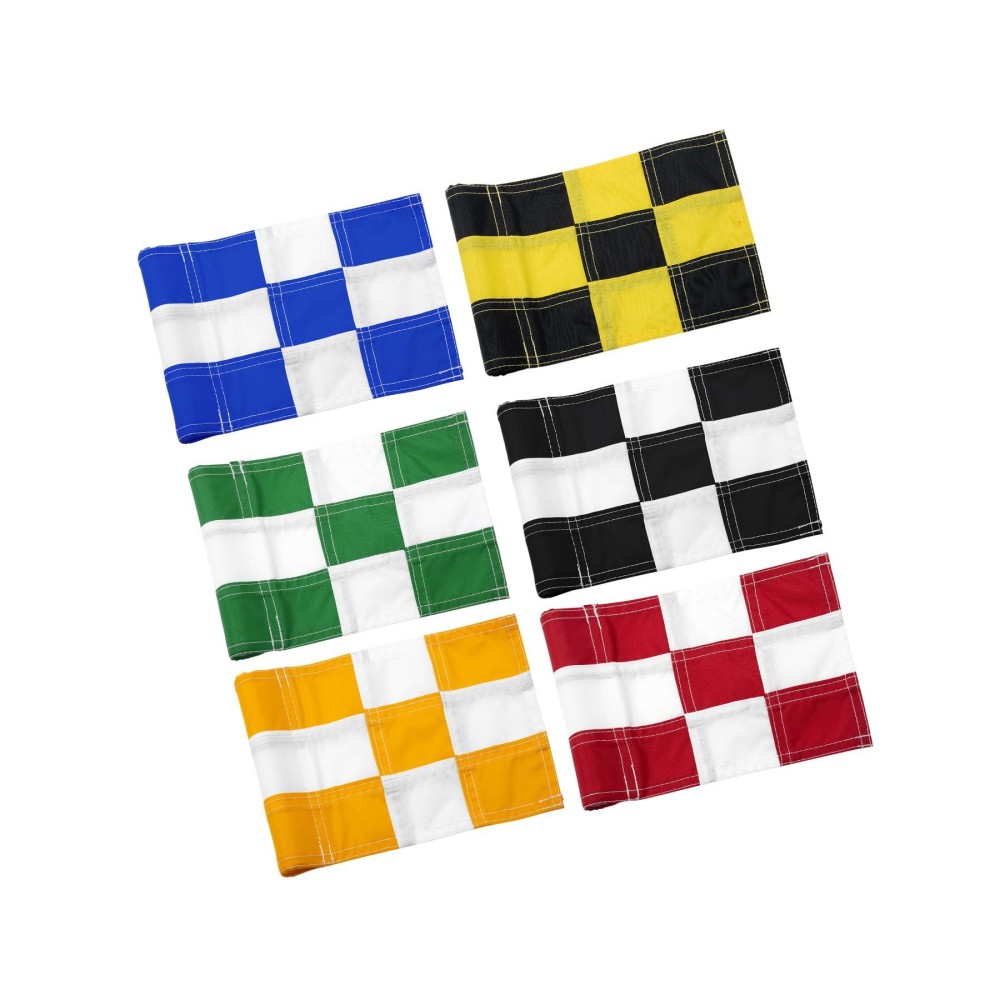 KINGTOP Checkered Golf Flag 8x6 Inch - Mixed Color, 420D Nylon, Tube Inserted - Mini Practice Putting Green Flags for Yard, 6-Pack