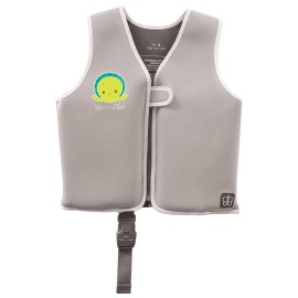 bblv Nj Toddler Life Jacket - Neoprene Swim Vest for Boys and Girls, with Wetsuit Warmth, SPF Protection, and Removable Baby Swimming Float Pads (Grey, Small)