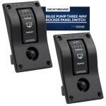 Five Oceans Bilge Pump Switch 3-Way Rocker 12-Volts, Control Panel Switch with Circuit Breaker for Manual and Automatic Bilge Pumps, LED Light Indicator - 2-Pack - FO3851-M2