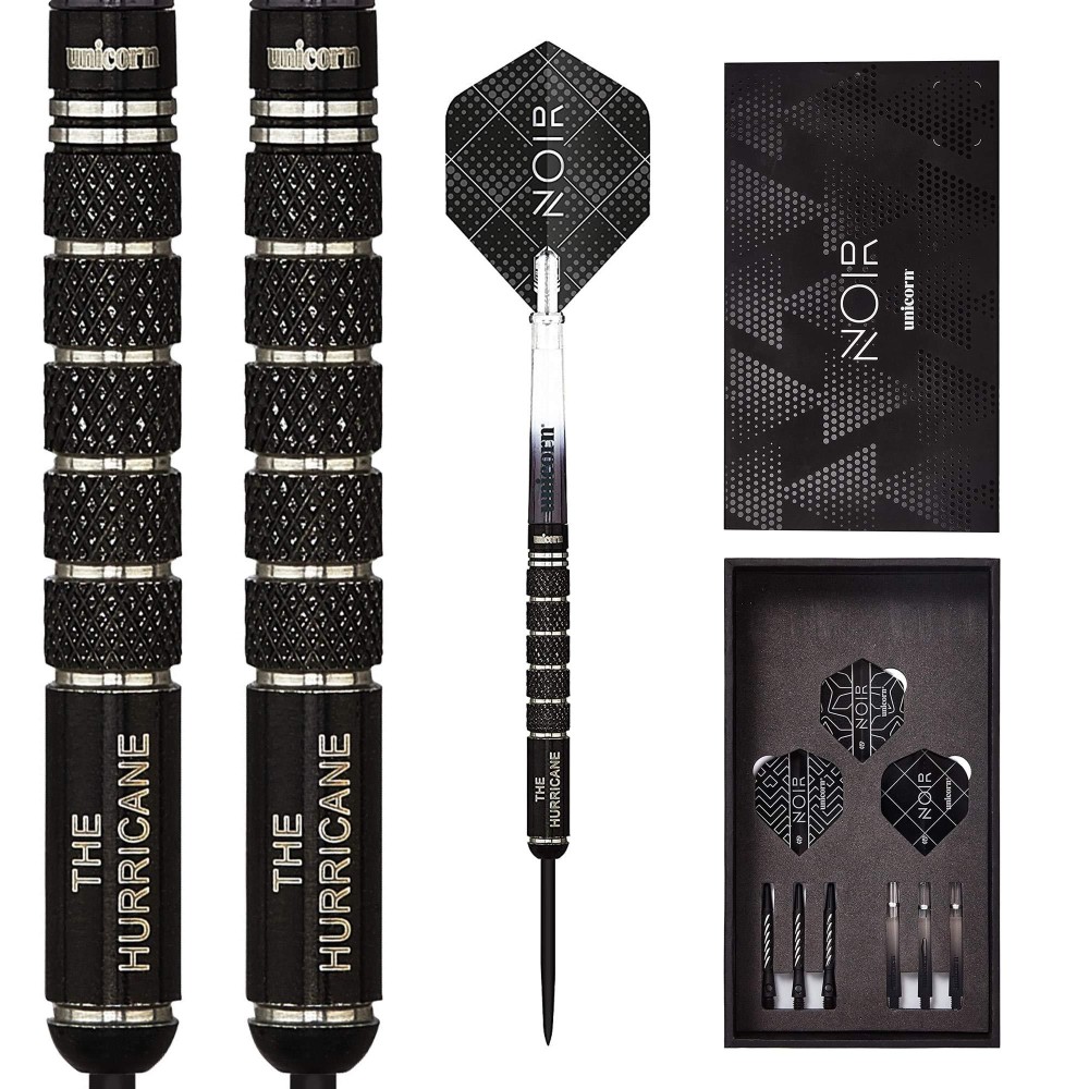 Unicorn Darts Kim Huybrechts - Noir 90 Percent Tungsten Steel Tip Dart, Black, 24 g