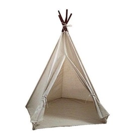 Laylala? Teepee Tent.India Teepee-Embroidery Elephant-Preassemble.5 Poles Design(Light Brown Color)