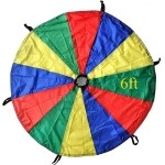 GSi Kids Play Parachute Rainbow Parachute Toy Tent Game for Children Gymnastic Cooperative Play and Outdoor Playground Activities (Rainbow 6 Feet) (6 Feet Parachute)