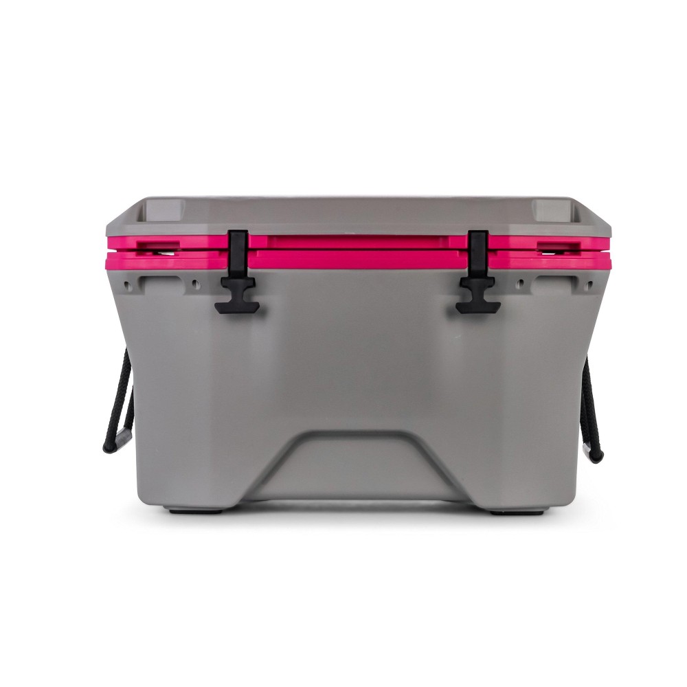 Camco Currituck Gray and Pink 30 Quart Cooler - Rugged Exterior Made for Camping, Hunting, Fishing and Tailgating - Comes with Cooler Basket (51713), Gray Exterior - Pink Interior