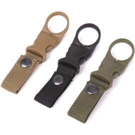 F Flammi 3Pcs Hanging Buckle Portable Water Bottle Ring Holder Mineral Water Bottle Clip for Backpack Belt Outdoor Camping Hiking Traveling (Mixed Color)