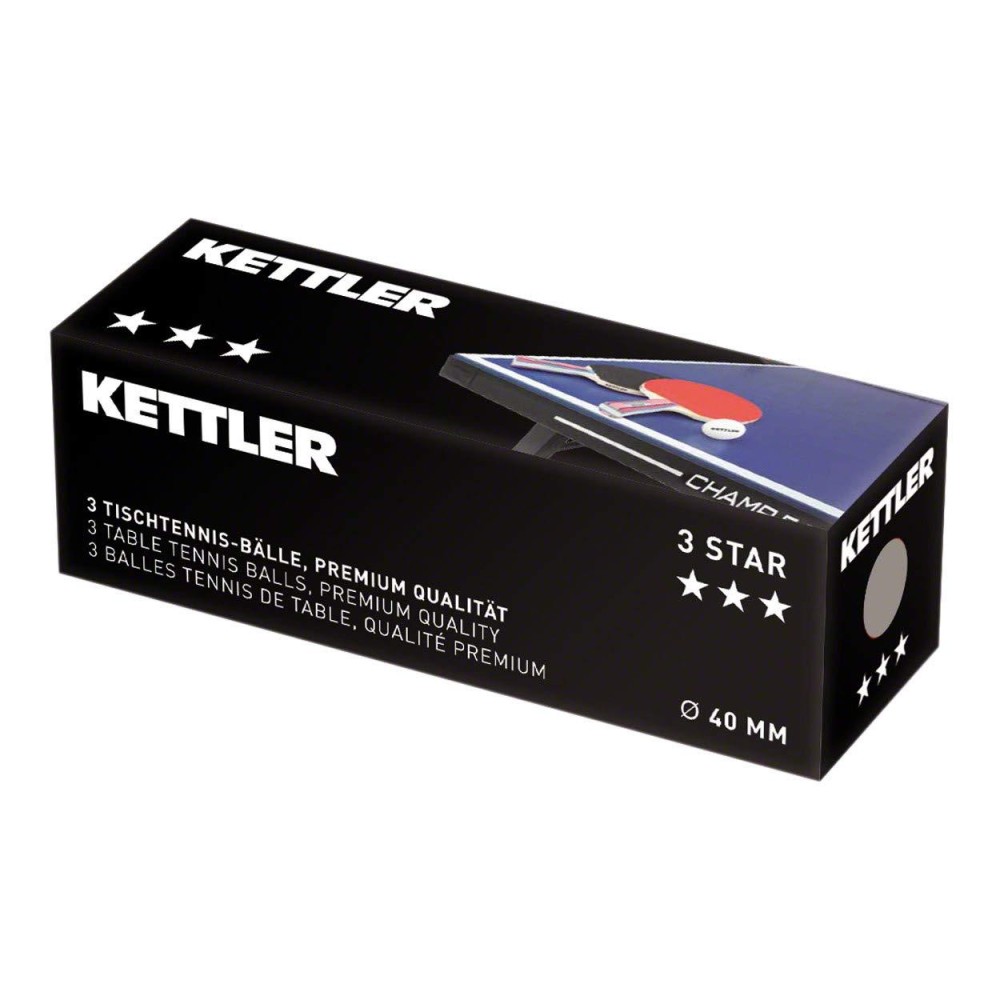 Kettler 3 Star Competition Table Tennis Balls - 3pack