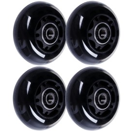 AOWISH 64mm Inline Skate Wheels 85a Roller Hockey Replacement Wheels w/Bearings for Pelican Storm Case, Roller Board Bag, Luggage Suitcase, Water Rower Seat, Steady Rest Wood Lathe (4-Pack) (Black)
