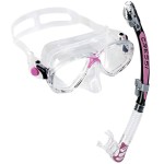 Cressi Marea and Dry Snorkel Combo Set with Carry Bag, Made in Italy (Alpha Dry, Pink)