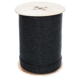 West Coast Paracord Twisted 3 Strand Polypropylene Rope (Black, 1/4 Inch, 25 Feet) - Waterproof and Floats in Water