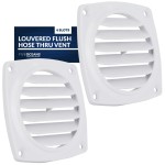 Five Oceans 6-Slotted Louvered Flush Hose Ventilators, 3-Inch Ventilation Area Diameter, White ABS Plastic, 2 Pack - FO110-M2