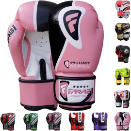 Farabi Pro Fighter Boxing Gloves Sparring Gym Bag Punching Focus Pad Mitts (Pink, 10Oz)