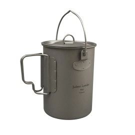 Jolmo Lander Titanium Pot with Bail Handle Outdoor Ultralight Titanium Cookware 900ml