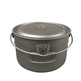 Jolmo Lander Titanium Pot with Bail Handle Outdoor Ultralight Titanium Cookware 1.3L