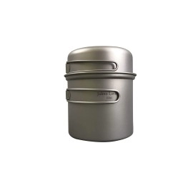 Jolmo Lander Outdoor Titanium Pot with Bowl Titanium Camping Cookware Set Titanium Cooking Pot 1100ml