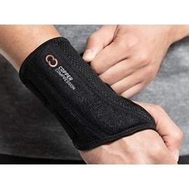 Copper Compression Recovery Wrist Brace - Guaranteed Highest Copper Content Support for Wrists, Carpal Tunnel, Arthritis, Tendonitis, RSI, Sprain. Night Day Splint for Men Women - Fit Left Hand S-M