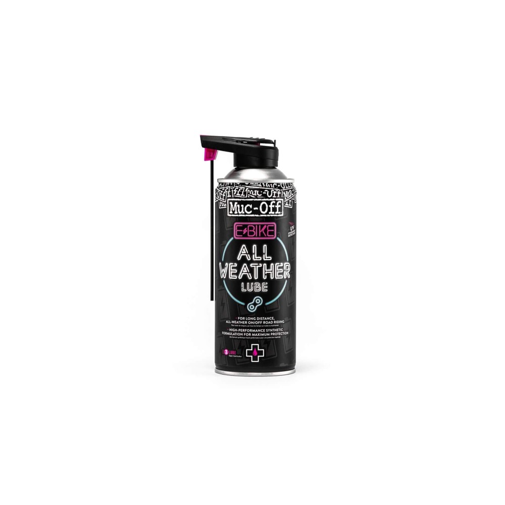 Muc Off E-Bike All-Weather Chain Lube, 400 Milliliters - Premium Electric Bike Chain Lubricant Spray - Formulated for All Weather Conditions, One Color