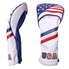 GOOACTION USA Golf Club Driver Cover American Stars and Stripes Flag Synthetic Leather Patriotic Golf Head Covers Protector