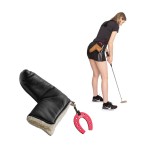 SelfieGOLF SelfieTotem Horseshoe Putter Head Cover Leash & Keeper for Secure Golf Accessories and Putting Speed Practice - Diamond-Cut on All Edge
