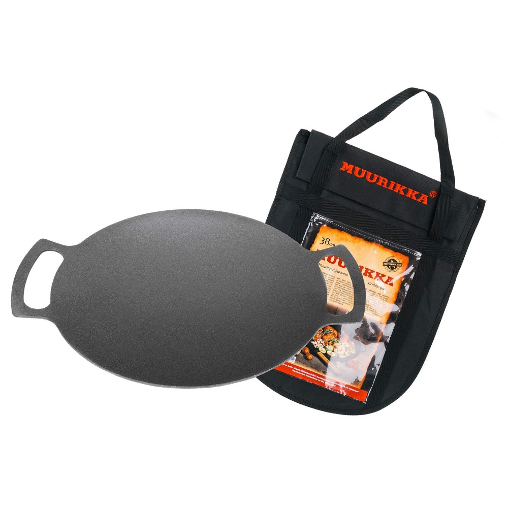 Muurikka Grill Pan 38 cm with Protective Bag, Outdoor Pan, Fire Pan Made of Robust Rolled Steel for Campfire & Grill