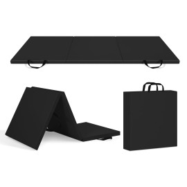 Polar Aurora Gymnastics Folding Mat Gym Fitness Exercise Mat w/Carrying Handles for Tumbling, Yoga, Exercise, Aerobics, Home(2x6) (Black)