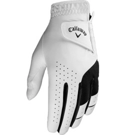 Callaway Golf Mens Weather Spann Premium Synthetic Golf Glove (Cadet Medium, Single, White