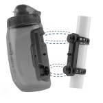 FIDLOCK Twist Bottle 450 & Uni Base Set - New Leak-Proof, Self-Sealing Bottle Cap - Bike Water Bottle Holder with No Screws & Attached Bottle - Cage Free Magnetic Rack - Smoke