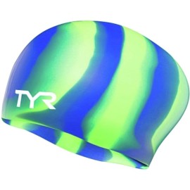 TYR Long Hair Silicone Cap, Green, One Size