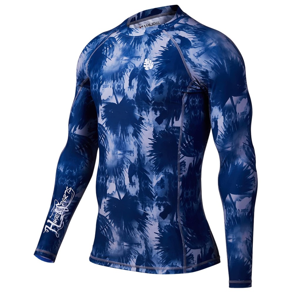 HUGE SPORTS Mens Splice UV Sun Protection UPF 50+ Skins Rash Guard Long Sleeves