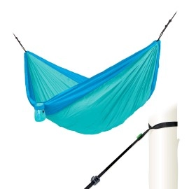 LA SIESTA Colibri 3.0 Outdoor Hammock with Suspension Kit, Quick Setup, Travelers Dream Hammock, Breathable Nylon Fabric, Perfect for Camping & Backpacking, Double, Caribic