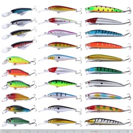 XBLACK Hard Fishing Lures Set Minnow Lures Set 30PCS for Beginner Starter, XBLACK Baits, Catch Big Fish!