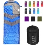 Gold Armour Sleeping Bags for Adults Kids Boys Girls Backpacking Hiking Camping, Cold Warm Weather 4 Seasons, Indoor Outdoor Use, Lightweight & Waterproof, Left Zipper (Blue & Gray)
