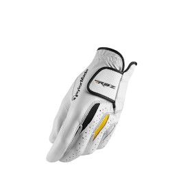 TaylorMade Golf RBZ Leather Glove, White/Gray/Yellow Cadet, Worn on Left Hand, Medium