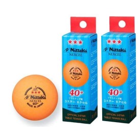 6 Balls , NITTAKU NEXCEL (Made in Japan) , New Material (Non-Celluloid) , Orange 3 Stars Table Tennis Ball + Free Racket Protection Edge Tape