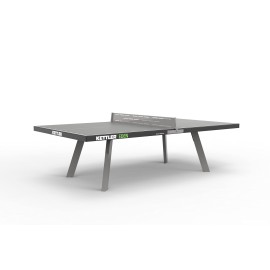KETTLER Eden Weatherproof Stationary Outdoor Table Tennis Table with Galvanized Steel Legs and Permanent Net and Post System