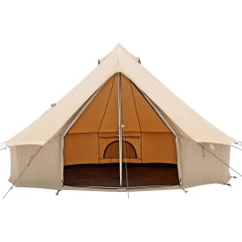 WHITEDUCK Regatta Canvas Bell Tent- w/Stove Jack, Waterproof, 4 Season Luxury Outdoor Camping and Glamping Yurt Tent (Beige, 10' Water Repellent)