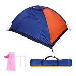 1 2 Person Three Defense Fabric Outdoor Tent for Camping Backpacking with Door and Window.(Blue+Orange)
