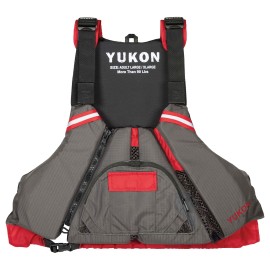 Yukon Sport Paddle Life Vest, Carbon/Deep Red, 4XL/6XL