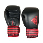 adidas Pro Hybrid Boxing Gloves 100% Real Cow Leather (Black/Red, 16oz)