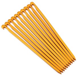 VGEBY1 Tent Stake, 10Pcs High Strength Aluminum Alloy Outdoor Camping Tent Stakes Pegs Nails Cordrope Camping Tents and Accessories(Gold??
