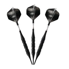 Professional Exquisite 20 Gram Soft Tip Darts Carrying Hard Suitcase | 3 Black Coated Iron Barrels | 3 Aluminum Shaft, Each Recreation Room, Bar and Game Room Level (Black+3 Extra Black Flights)